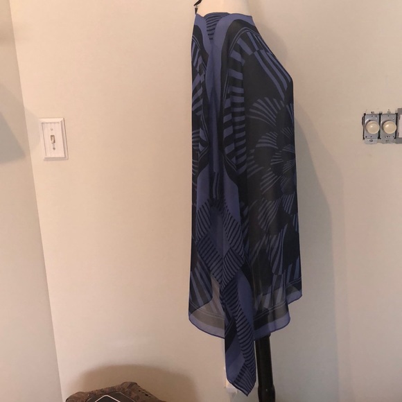 BCBG Blue Design Long Sheer Tunic Top - Picture 3 of 6